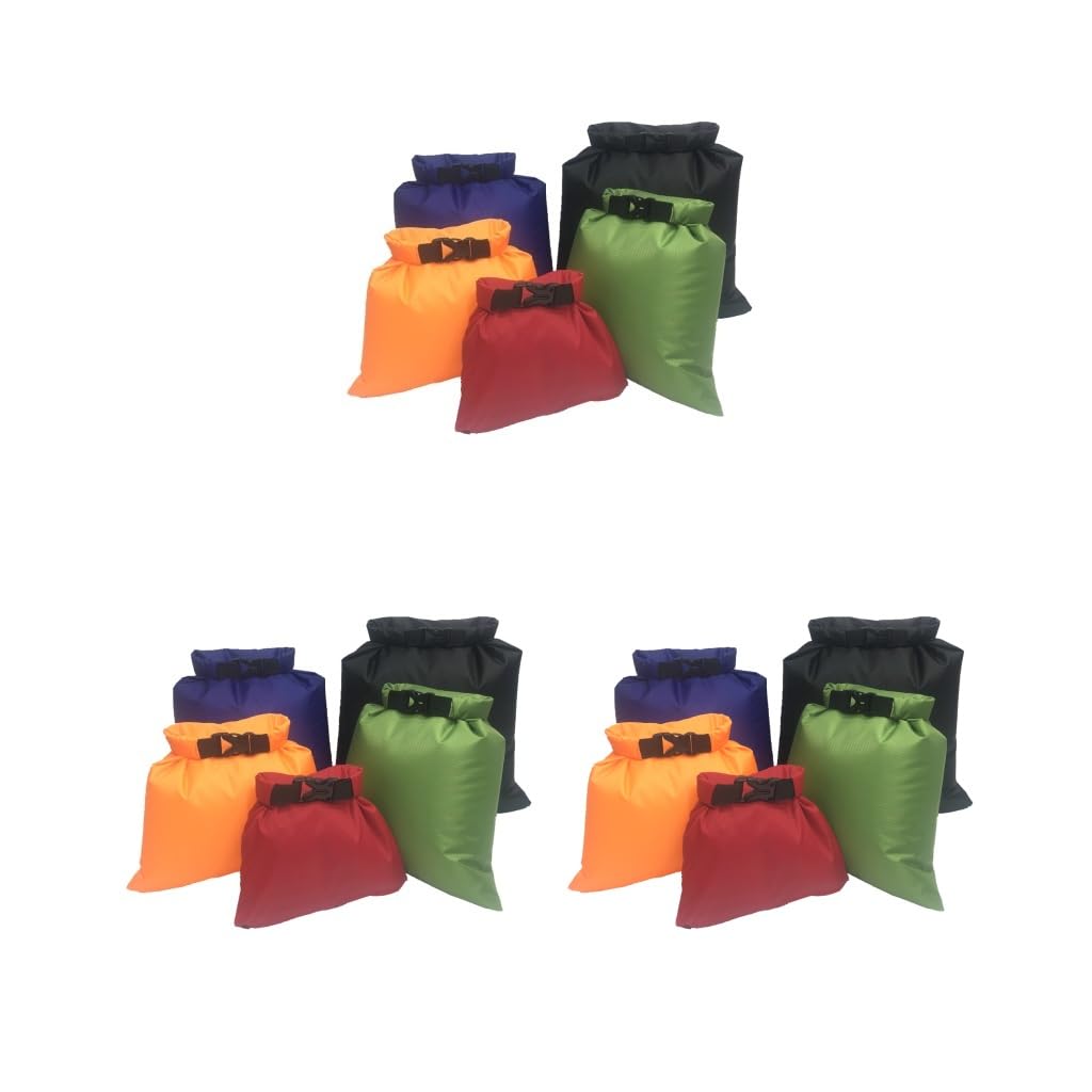 Wasserdichte Trockensäcke für Kajakfahren, Driften, Rafting, Kanu, faltbar, tragbar, Trekking, Schwimmen, Reisesack, gemischte Farben, 3er-Set, 5 Stück