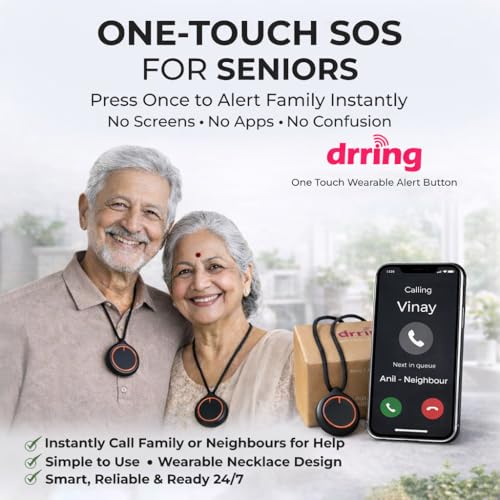 Image of DrRing Wearable SOS Emergency Alert Button for Seniors | Pendant with Whatsapp Alerts | 30-Day Battery | Free Lifetime Subscription Included | (iOS Only)