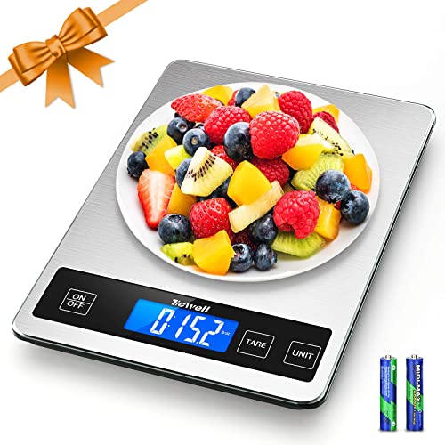 Digital Kitchen Scale by TICWELL - Weighs up to 33 lbs in Grams, Ounces, and Pounds