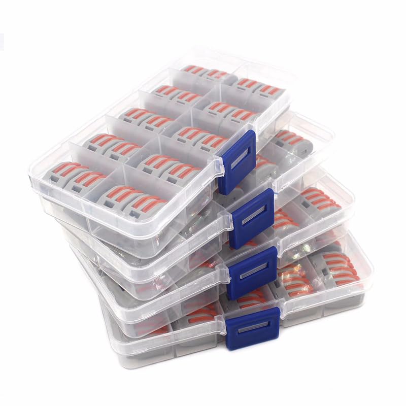 HUFFA Caja de Juego de Conectores de Cables 222-412 222-413 222-415 Bloques de terminales Conectores rápidos híbridos de iluminación Mini enhebrador de Conductores Divisor(Lavender)