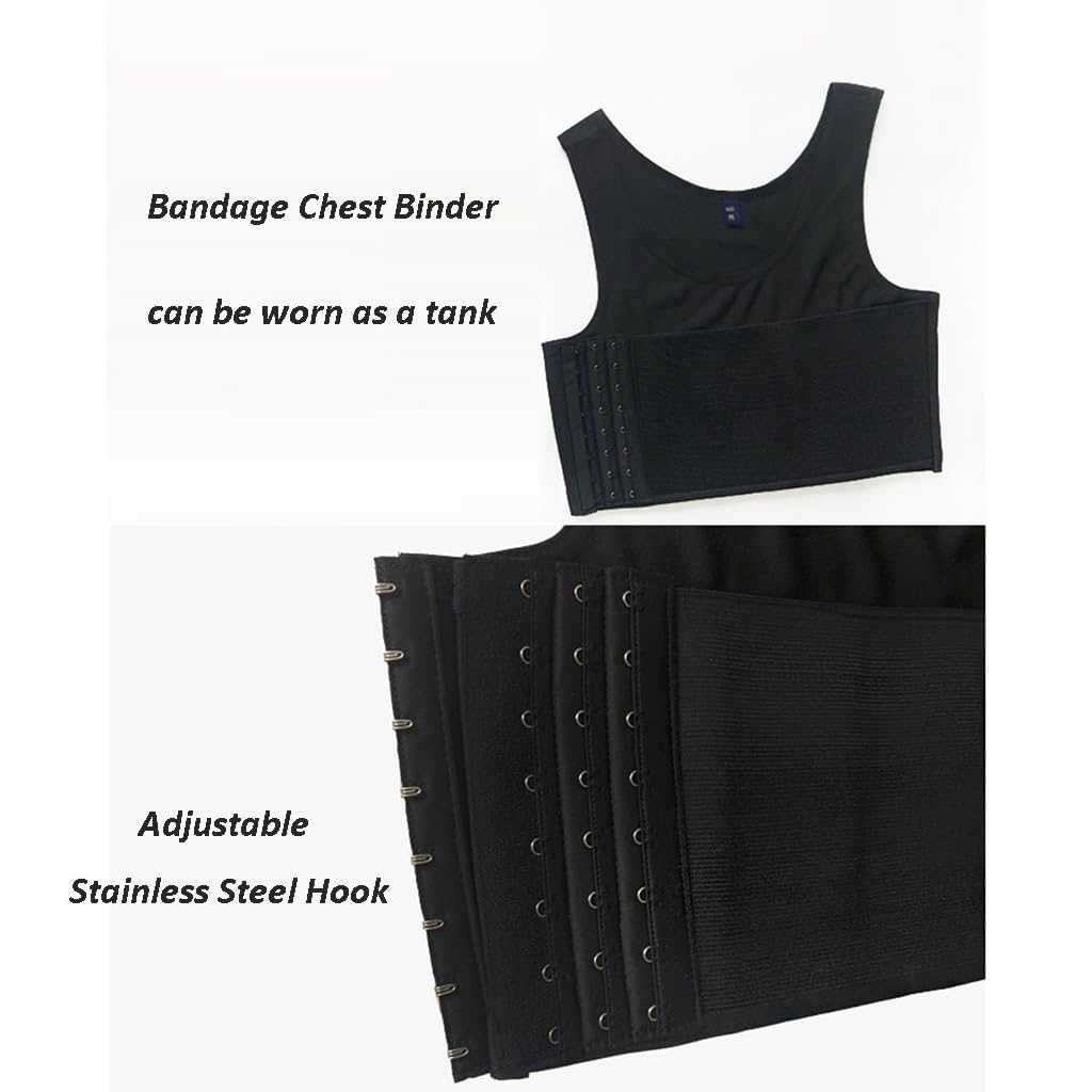 ElzEy Schnell Trocknende Badebekleidung Oberteile + Badeshorts Stärkeres Gummiband Brustbinder Badeanzug für Trans Lesbian Tomboy Transgender-FTM (Color : Black, Size : S)