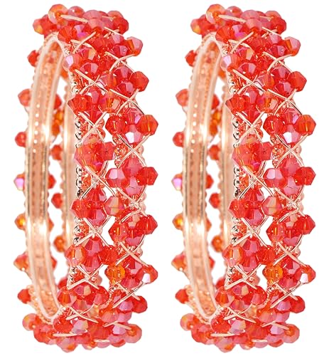 Image of NMII Stylish Pearls Beads Bangles Set For Women & Girls | Women's Bangles Bracelet | Metal Bangles Kada Set For Wedding, Party, Festival, Daily | Women's Fashion Jewellery- Set of 4