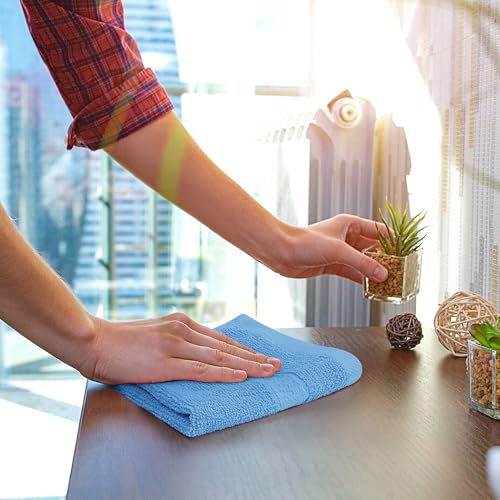 Image of Utopia Towels 12 Pack Premium Wash Cloths Set, 12 by 12 Inches, 100% Cotton Ring Spun, Highly Absorbent and Soft Feel Essential Washcloths for Bathroom, Spa, Gym, and Face, Electric Blue