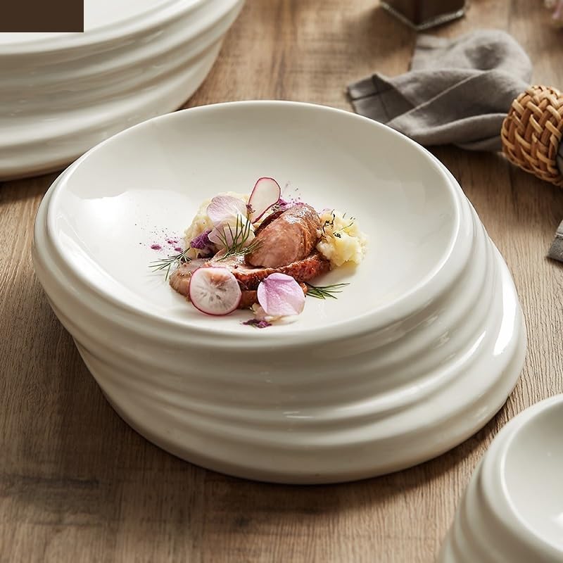 Piatti Cena Piatto for bistecca in ceramica for pasta, insalatiera, ristorante dell'hotel, stoviglie in tinta unita, snack, dessert, vassoio, piatti for verdure Forniture Per Feste(7.8 inch)