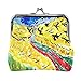Van Gogh Reproduktion von Crow Field Leder Münzbörse, Kiss Lock Mini Clutch Pouch Pocket, Hasp Card Key Change Wallet, Schnalle Kleine Handtasche Case für Frauen Mädchen Damen