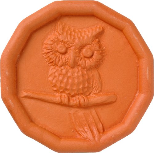 JBK Pottery Terracotta Brown Sugar Saver – Handmade Terra Cotta Sugar Keeper with Decorative Discs – Food-Safe Brown Sugar Keeper, Made in the USA - Owl