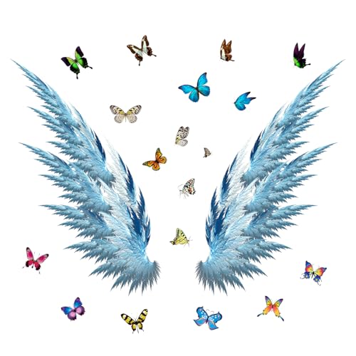 Vinilo Decorativo Alas de Ángel Azul y Mariposas miniatura 3
