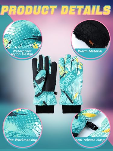 Image of Honoson 2 Pairs Kids Snow Gloves, Winter Waterproof