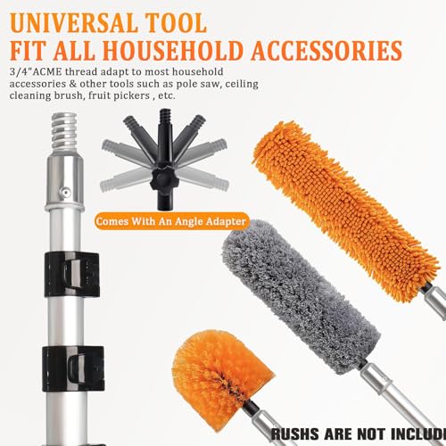 Gekufa Teleskopstange 3.6m, Ausziehbare Verlängerungsstange 0.9m-3.6m Mehrzweck-Teleskopstiel mit Universal Twist on Metallspitze, Leicht und Einstellbar Reach Telescopic Extension Pole (Schwarz)