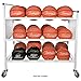 Champion Sports Three Tier Basketball Storage Cart with Swivel Caster Wheels, 24 Ball Capacity (White)