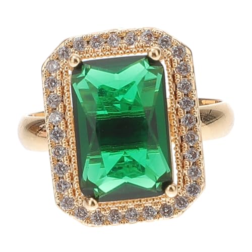CALLARON Zircon Ring Emerald for Women Fashionable Ring Engagement Wedding Classic