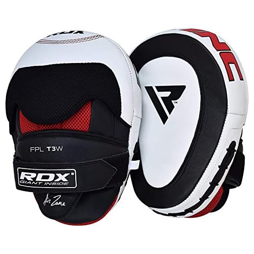 RDX Cowhide Leather Boxing Hook & Jab Pads MMA Strike Shield Thai Kick Focus Punching Mitts Target Training, White