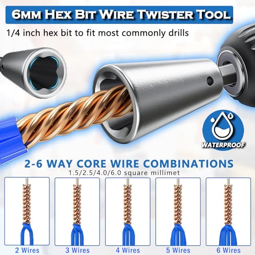 Wire Twisting Tool for Drill,Wire Twister Tool Electrician’s Fast Automatic Wire Connector, Wire Stripper Tool Wire Stripping and Twisting Tool for Power Drill,Cable Quick Stripping (2PCS)