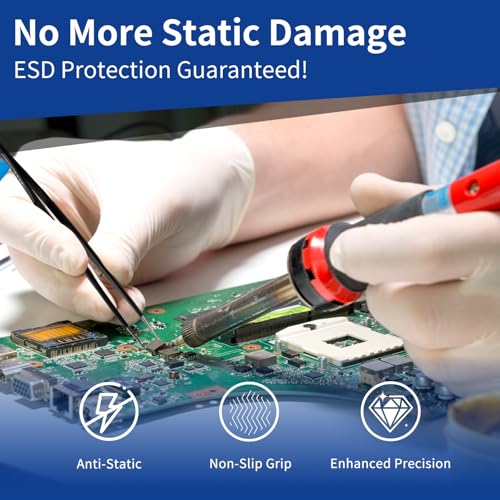 Precision Tweezers Set, XOOL 9 PCS ESD Tweezers Set, Anti-Static Stainless Steel Tweezers Kit, Multi-standard Stainless Steel Tweezers for Lab, Electronics, Jewelry and Detailed Work - Image 4