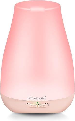Homeweeks Difusores, difusor colorido de aceites esenciales de 3.4 fl oz con modo de niebla ajustable, aroma de apagado automático para