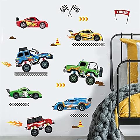 decalmile Pegatinas de Pared Coches de Carreras Vinilos Decorativos Cover