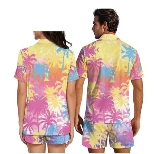 Couples Pajamas Women & Mens Matching Pajamas Set Short Sleeve V-Neck Sleepwear 2 Piece Nightwear3