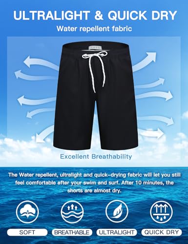 Image of BOJIN Mens Swim Trunks 9 inch Quick Dry Stretch Swim Shorts Mesh Lining Bathing Suits Swimwear Beach Shorts with Pockets