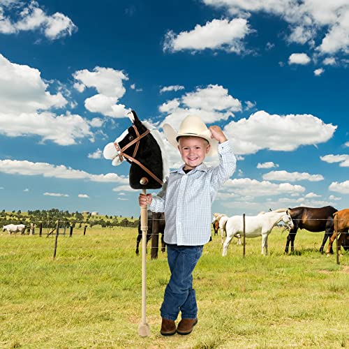 image for HollyHOME Stick Horse Plush Handcrafted Hobby Horse on a Stick with Wo