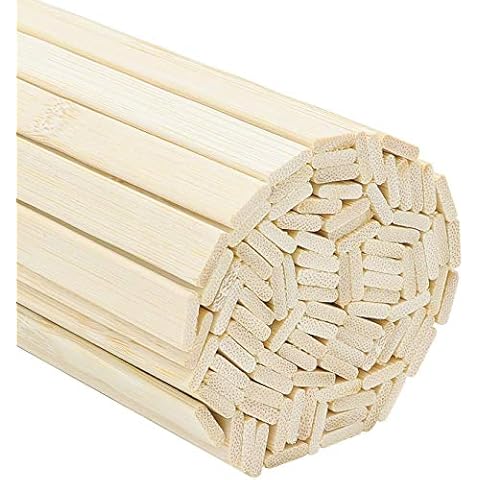 Belle Vous Natural Extra Long Bamboo Wooden Crafts Sticks (100 Pack) - 40cm/15.74 Inches - Strong Wood Strips for Crafting Projects Cover