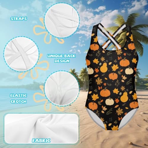 Image of Girls One Piece Swimsuits Quick Dry Beach Bathing Suit Crossback Swimwear 5-14 Years