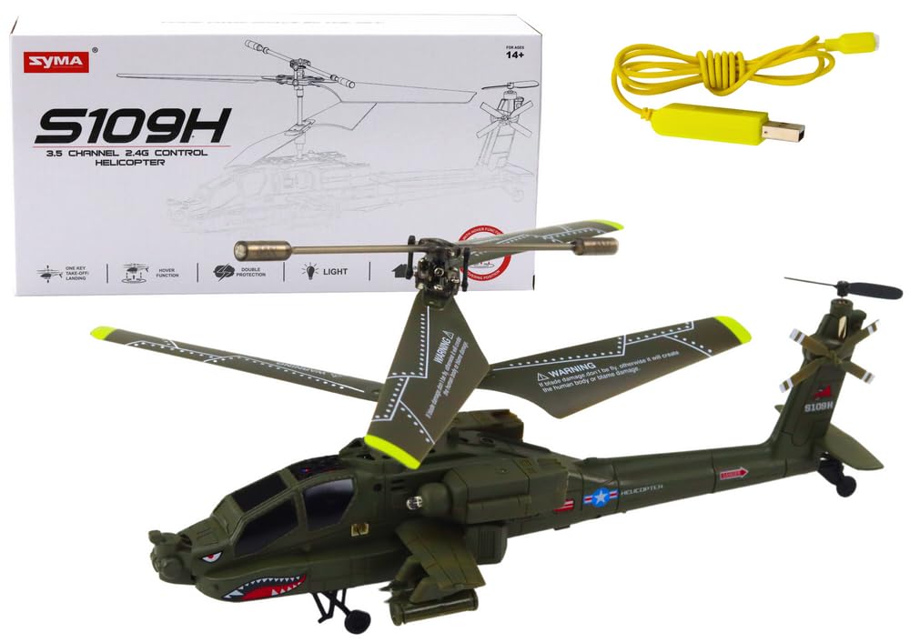 Apache Helicopter Military Helicopter Remote Controlled RC Syma S109H khaki
