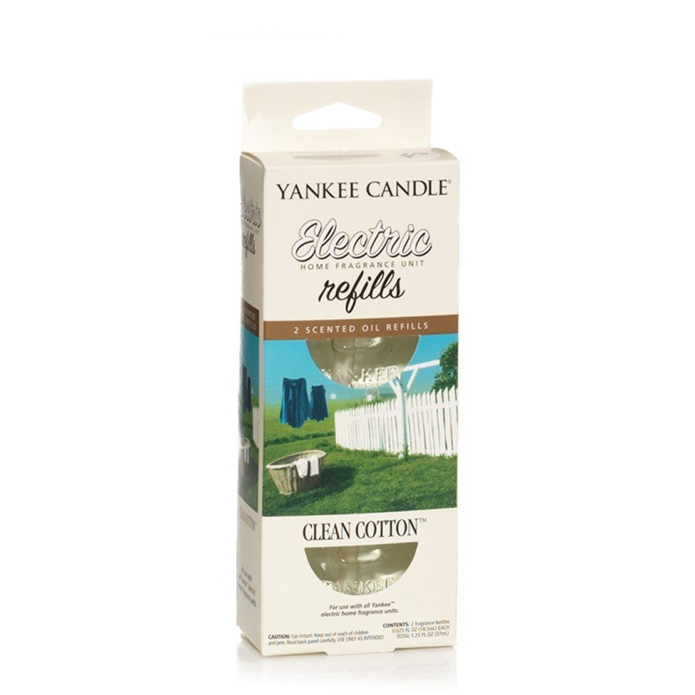 Yankee Candle Clean Cotton Scent Plug Refills, White, EHF Twin Pack