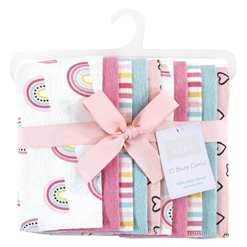 Image of Hudson Baby Unisex Baby Cotton Flannel Burp Cloths, Modern Rainbow, One Size