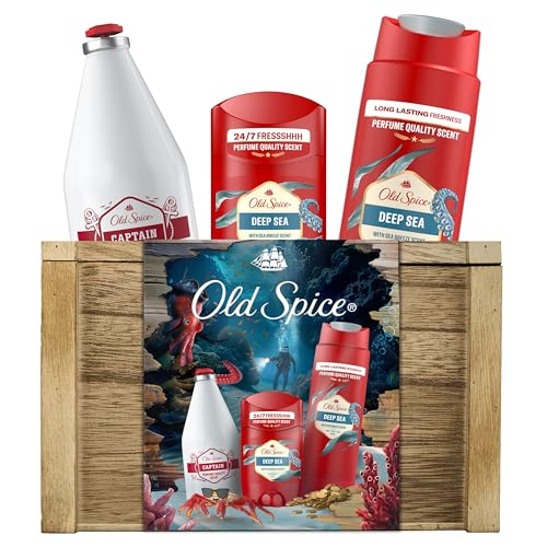 Old Spice Schatztruhe Geschenkset für Männer mit Deep Sea Deodorant Stick, Duschgel und Captain Aftershave Lotion – Ansicht 1