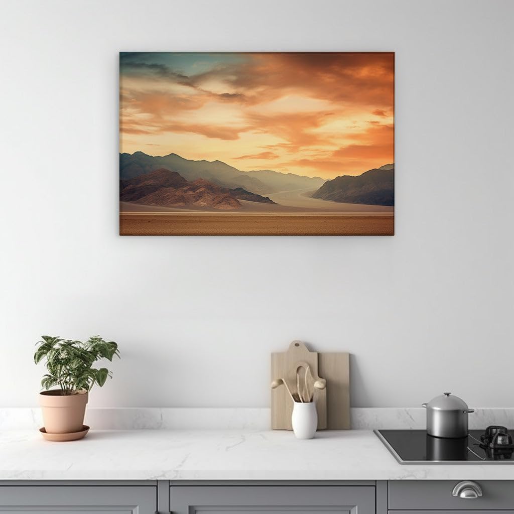 Canvas for Living room. Sunset Serenity: Embracing the Desert's Majestic Solitude, 27 x 18 inch Canvas Wall Art - Contemporary Masterpieces - Modern Home Decor - 69x46 cm (27x18 inch)