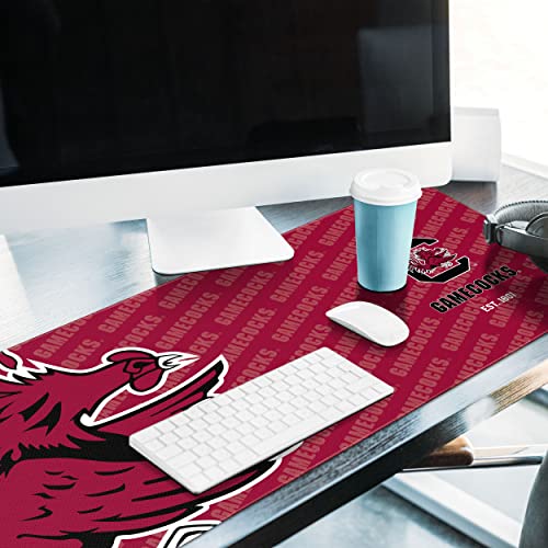 Image of YouTheFan NCAA South Carolina Gamecocks Logo Series Desk Pad | Water And Stain Resistant, Heavy-Duty Non-Slip Rubber Backing, Stitched Edge, Fits Under Mouse, Computer And Keyboard