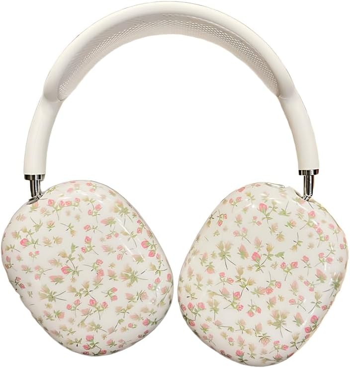 for AirPods Max Case,Cute Pink Flower Design,Plant Floral Shock Buffer Headphones Ear Buds Protective Cover for Girls Ladies