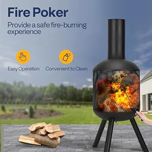Vivohome46inchchimineaoutdoorfireplacecoldrolledsteelwoodburningfirepitwithmeshdesigntopchimneycoverandfirepokeridealforthepatiogardenandbackyardblack Urban Country Home Decor Vivohome 46 inch chiminea outdoor fireplace cold rolled steel wood burning fire pit with mesh design top chimney cover and fire poker ideal for the patio garden and backyard black urban country home decor