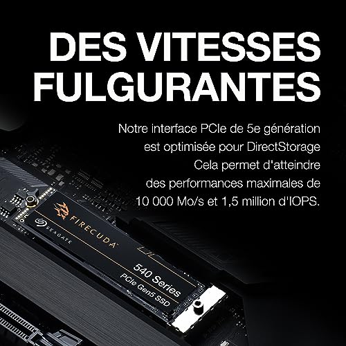 Seagate FireCuda 540 ZP1000GM3A004 SSD chiffré interne .2 2280 recto verso PCI Express 5.0 x4 NVMe Self Encrypting Drive SED TCG Opal Encryption 2.01 avec de... - vue 3