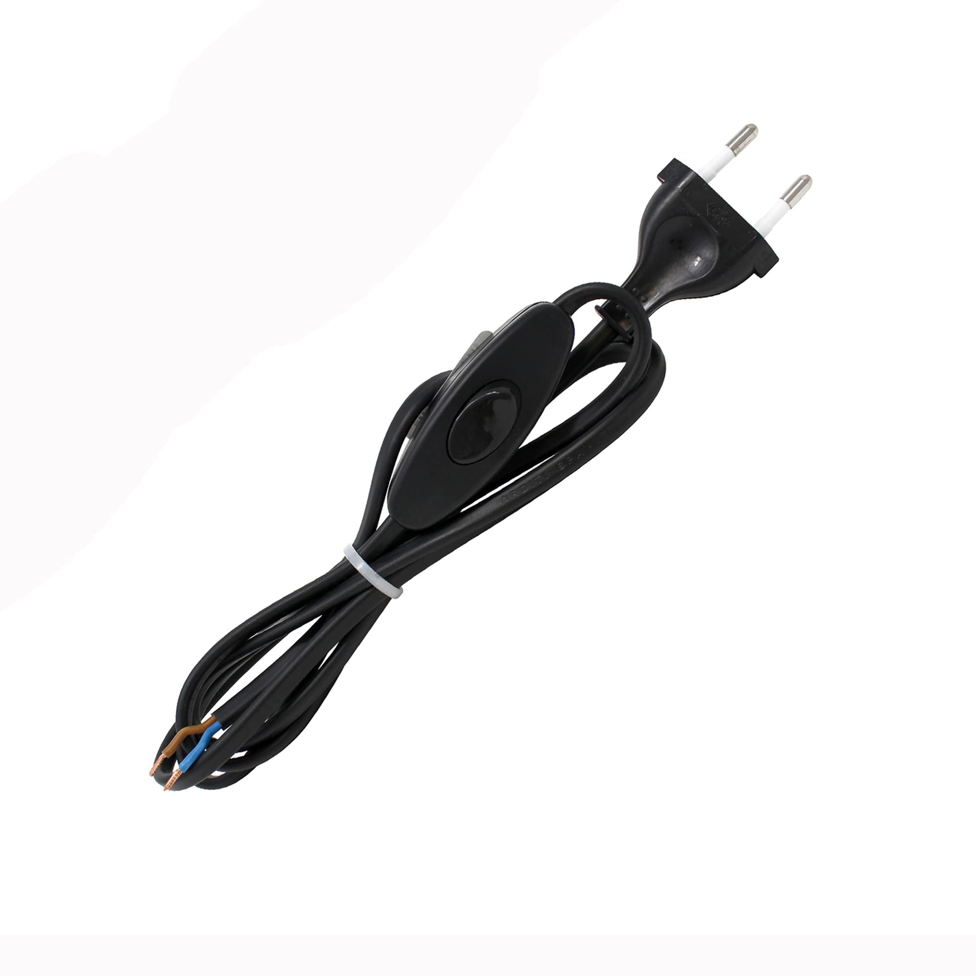 HALOTEC Stromkabel Mit Schalter – 2er Pack, 1,5 M, Schwarz, Für Lampen & DIY
