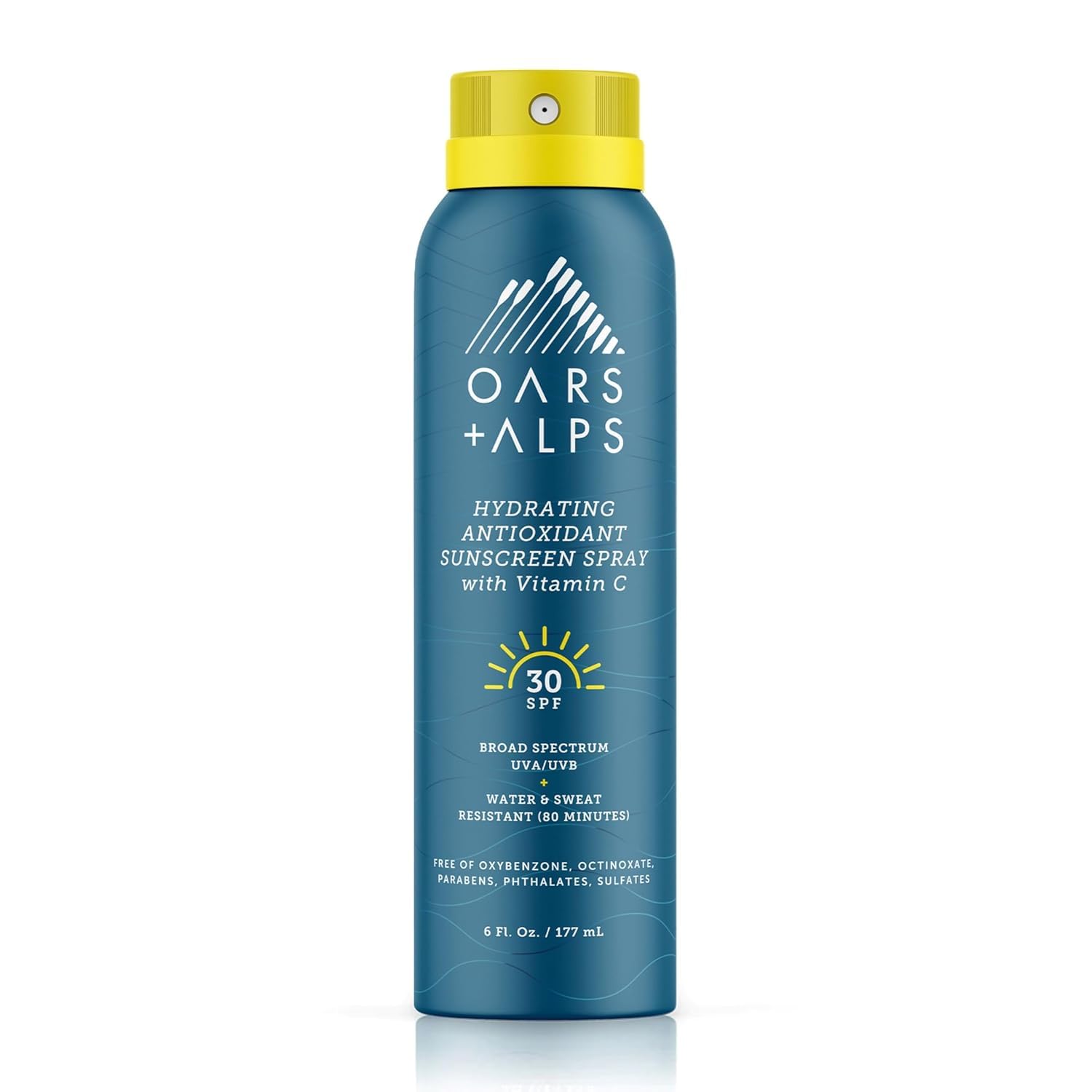 Oars + Alps Sunscreen Spray for Face & Body Spray Sunscreen Infused with Vitamin C & Antioxidants, No White Residue, Water & Sweat Resistant, All Skin Types, Lightweight, Hydrating, SPF 30, 6 Oz, 1pk