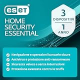 ESET HOME Security Essential 2026 | 3 dispositivi | 1 anno | Safe Banking & Browsing, Firewall, Network Inspector inclusi | Windows, MacOs & Android | Codice di attivazione tramite email