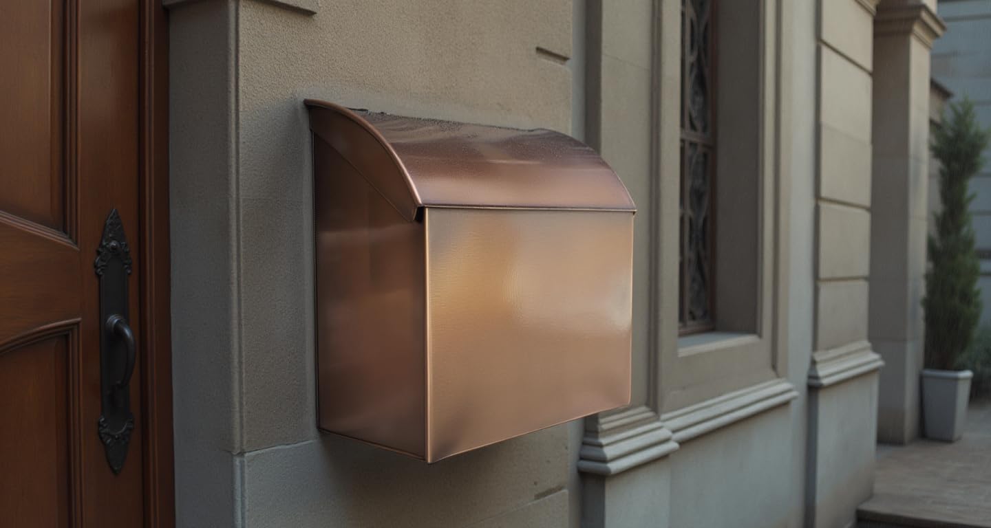 NACH Baxter Extra Large Capacity Mailbox - Extra Large Mailboxes for Outside Wall Mount, Rust Resistant Galvanized Metal Mailbox - Antique Copper Mailboxes for Outside, 12.4”x7.1”x11.8”, MB-7000ACP