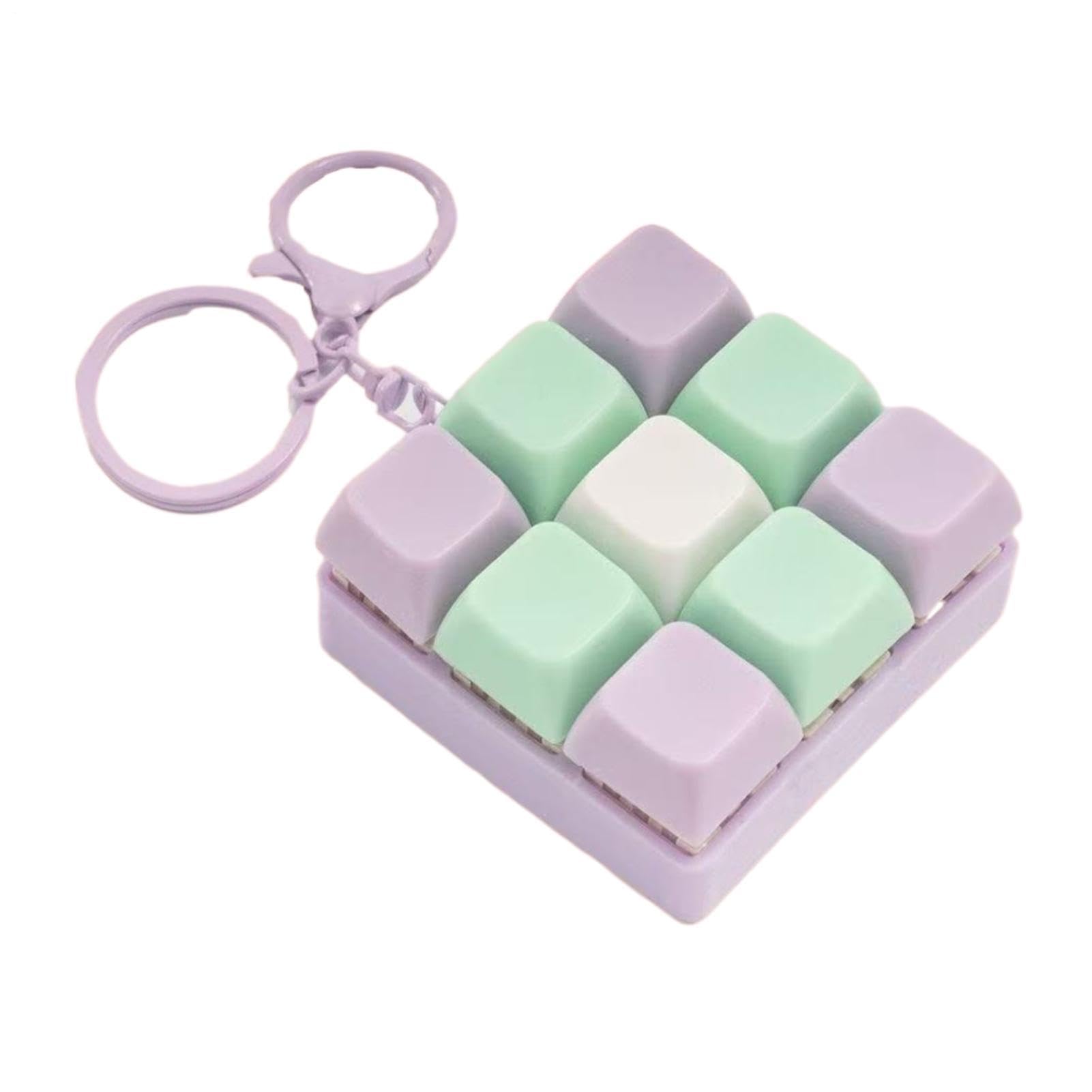 9 Buttons Keyboards Fidget Toy 5.5x5.5cm 9 Interactive Modes ABS Clicky Keyboard Keyring Pendant Colorful Design Stress Relief Clicker Fidget Toy Detachable Keyboard Stress Toys For Travel Daily Use