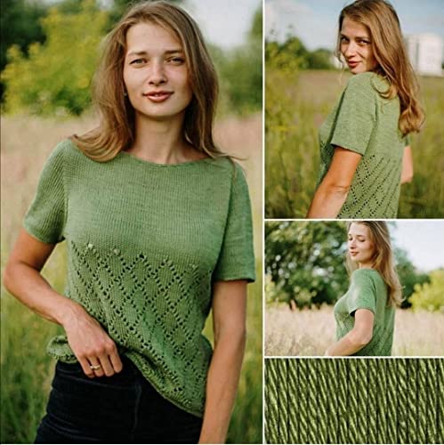 Image of Estako Royal Cotton, (4 Skeins Pack) 100% Mercerized Giza Cotton Yarn, Soft, Super Fino for Crochet and Knitting (4 x 1.76 Oz) / (4 x 137 Yrds) (5061 - Dark Green)