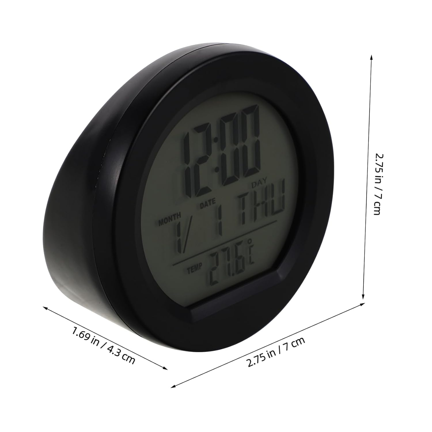 Unomor Solar Powered Car Clock with Temperature Display Dashboard Thermometer for Vehicles Automatic Charging Integrated Calendar for Optimal Comfort and Scheduling