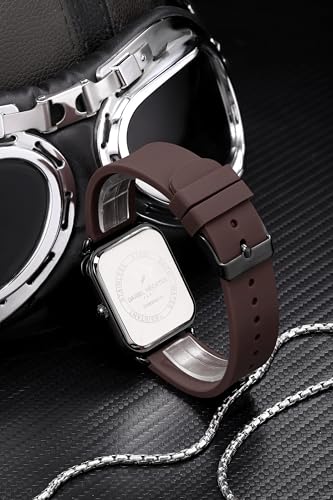 Image of Daniel Hechter Paris Lea Collection Watch for Women with Square Dial, Crystal and Rose Gold Markers, Date Display and Silicone Strap