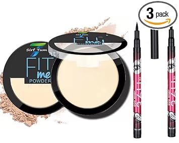 SIRF TUM 7 GIRLS Sketch Eyeliner 36H Hours Stay Waterproof -Fit You Matte + Pore-less Oil Control Compact Powder To Absorbs- All Day Matte Finish Face Makeup