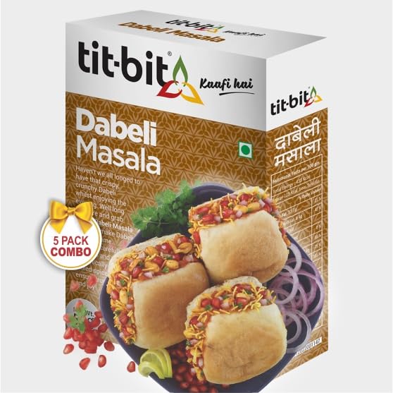 Tit-Bit Dabeli Masala Powder Pack of 5 (250gm) - Authentic Kutchi Flavor - Perfect for Kacchi Dabeli - Rich Spices Blend - Enhance Traditional Taste - Easy to Use