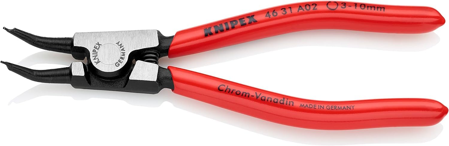 Knipex Pince Circlips DIN 5254 A et DIN 5254 B - Arbre:3-10mm - Pointes:0,9mm, Coudées à 45° -Longueur : 130 mm - Robuste, Forgée, Pointes Solides Antidérapantes - 46 31 A02