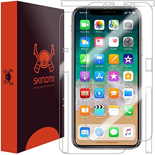 iPhone X Screen Protector + Full Body, Skinomi® TechSkin Full Coverage Skin + Screen Protector for iPhone X Front & Back Clear HD Film