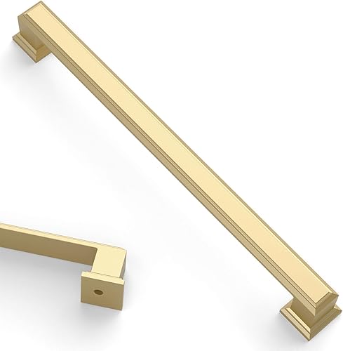 Asidrama - Paquete de 10 manijas de gabinete de cocina de color oro cepillado de 7.5 pulgadas, accesorios para gabinetes de cocina, cajones y