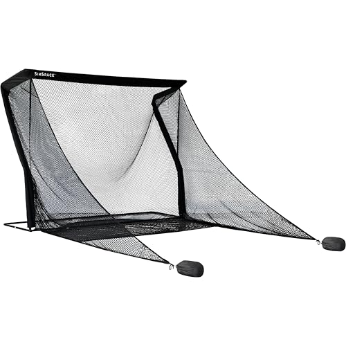 SimSpace Red de práctica de Golf de Lujo de 3 m de Ancho, 3 m x 2,5 m x 3,91 m con Marco de Metal Resistente, Red, fácil Montaje de botón, barreras Laterales Protectoras, Red de Golf