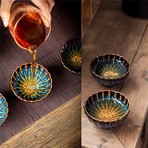 Cmengao Silver Dragon Jianzhan Tea Cup, 3D Chinese Kungfu Tenmoku Ceramic Teacup Handmade Mini Master Cup #TOP3