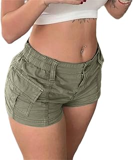 ONLYSTORY Women's Y2K E-Girl Cargo Shorts - Slim Fit Elastic Waist Harajuku Streetwear Summer Casual